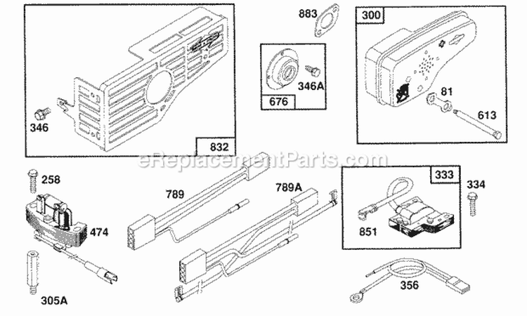 Muffler Electrical Diagram and Parts List for  Briggs and Stratton Engine